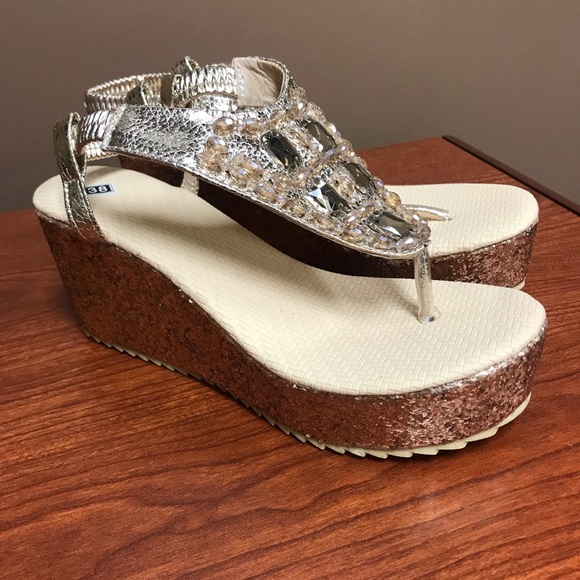 Gold Metallic Sandals - Picture 2 of 2